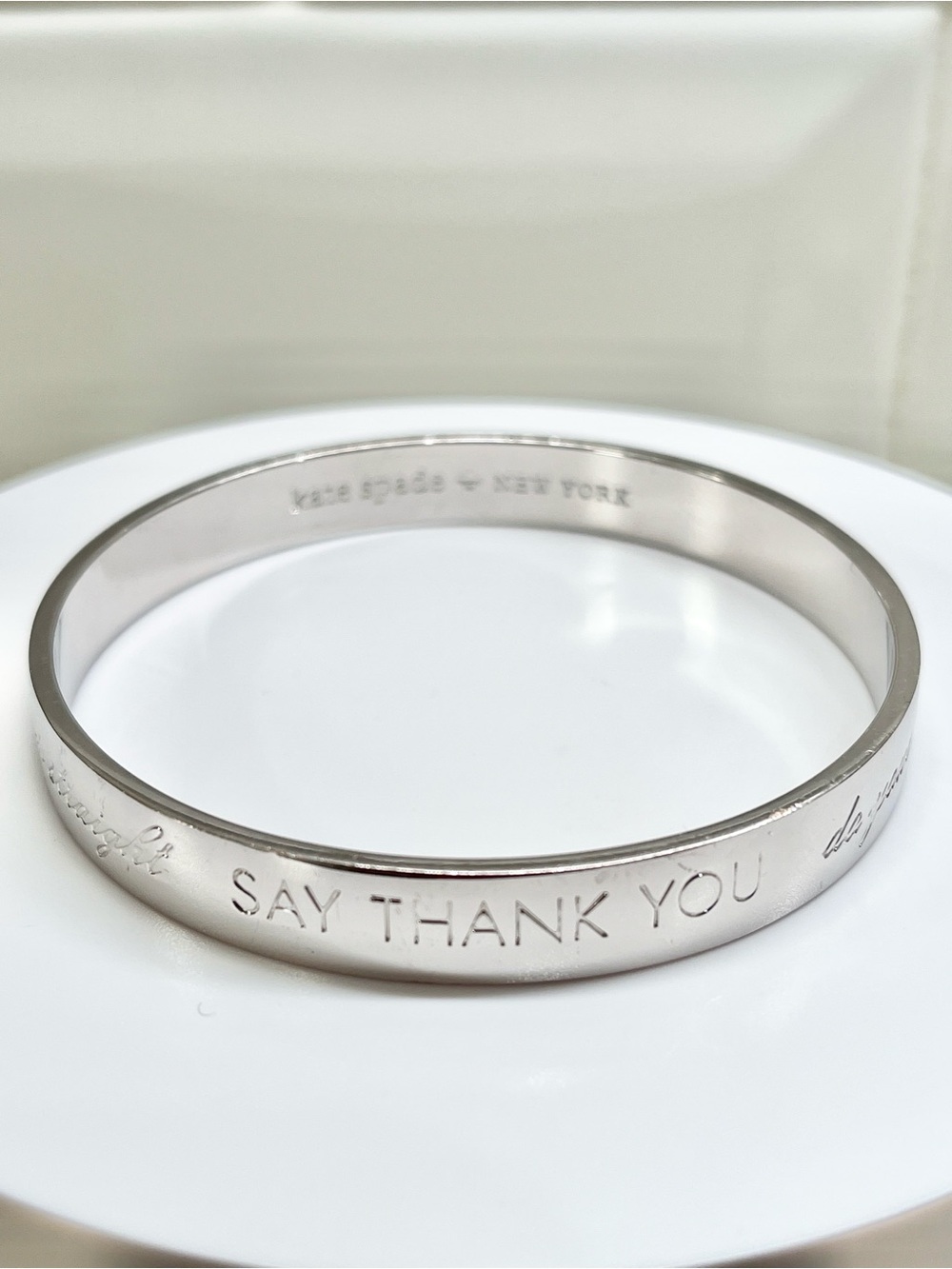 Kate Spade Mom Said So Silvertone Bangle GUC